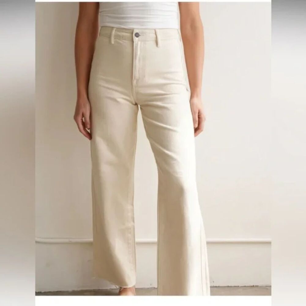 Carly Jean Los Angeles Jaymee Stone Vintage Wide Leg Jeans in Natural Size 9